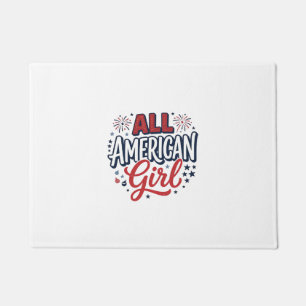 All American Girl Patriotic Vintage Vector Design_ Doormat