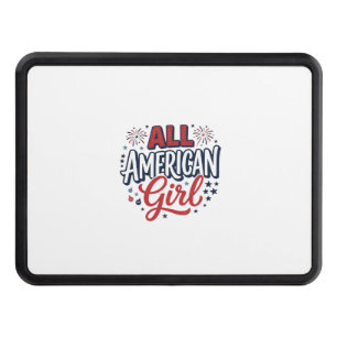 All American Girl Patriotic Vintage Vector Design_ Hitch Cover