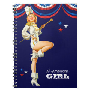 All-American Girl. Pin-up Design Gift Notebooks