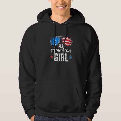All American Girl Us Flag Sunglasses Matching 4th  Hoodie