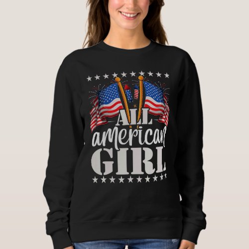 All American Girl  Usa America Flag  Firework 4th Sweatshirt