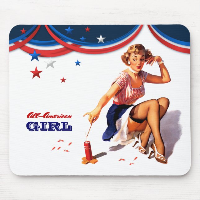 All-American Girl. Vintage Pin-up  Mouse Pad (Front)