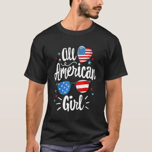 All American Girl Women American Flag 4th Of July  T_Shirt