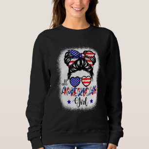 All American Girls 4th Of July Bleached  Daughter  Sweatshirt