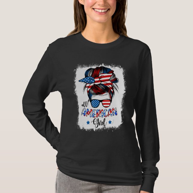 All American Girls 4th of July Bleached  Daughter  T-Shirt (Front)