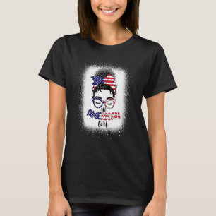 All American Girls 4th Of July Daughter Messy Bun  T-Shirt