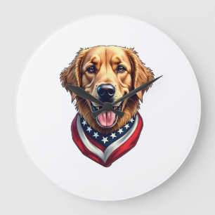 All American Golden Retriever Vintage Tee 4 Large Clock