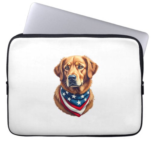 All American Golden Retriever Vintage Tee Laptop Sleeve