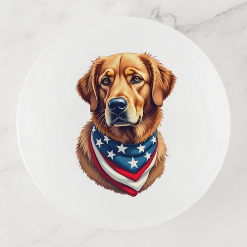 All American Golden Retriever Vintage Tee Trinket Tray