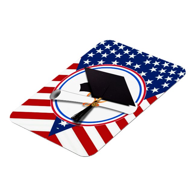 All American Grad - Red White & Blue on Stars Magnet (Left Side)