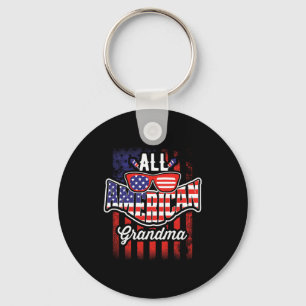All American Grandma Usa Flag Vintage Funny Comfor Keychain