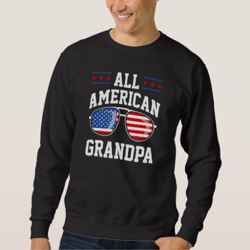 All American Grandpa Usa Distressed Patriotic 4th  Sweatshirt