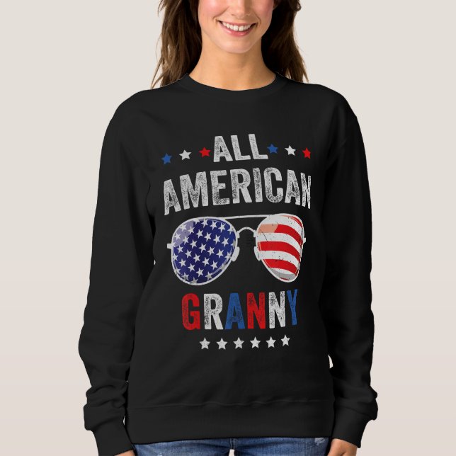 All American Granny USA Flag 4th of July Sunglasse Sweatshirt (Front)