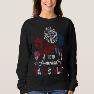 All American Hair Stylist Proud American Flag Fire Sweatshirt