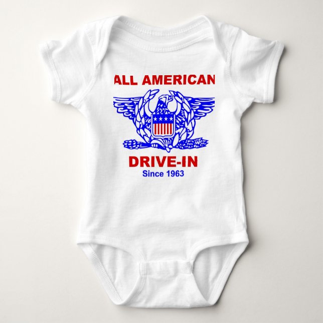 All American HAMBURGER Drive in baby jersey Bodysuit (Front)