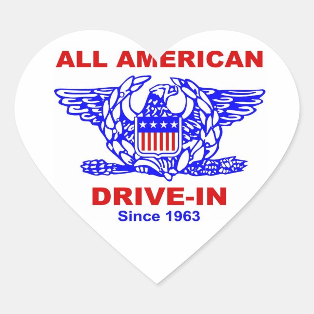 All American Hamburger Drive In HEART Sticker (Front)
