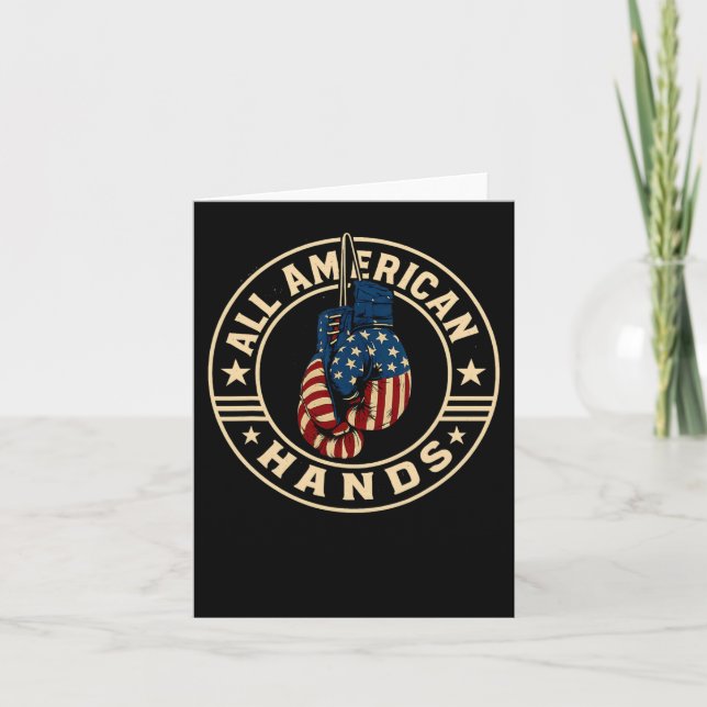 All American Hands Boxing Gloves Patriotic Usa Fla Card (Front)