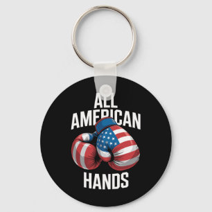 All American Hands Boxing Gloves Patriotic Usa Fla Keychain