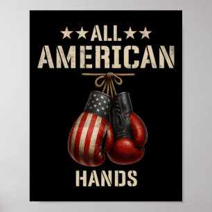 All American Hands Boxing Patriotic Usa Flag Glove Poster