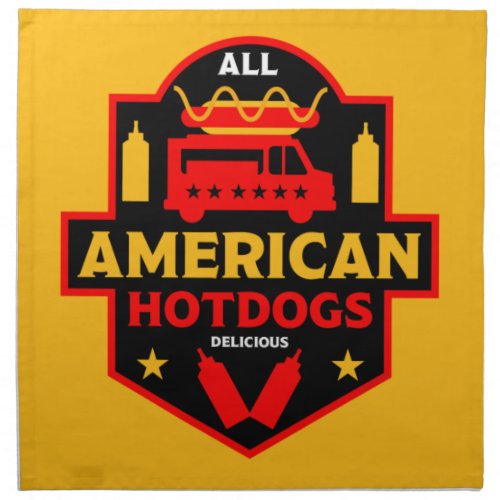 All American Hotdogs Foodies  Cloth Napkin
