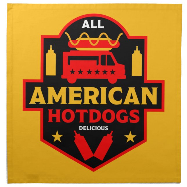 All American Hotdogs Foodies  Cloth Napkin (Front)