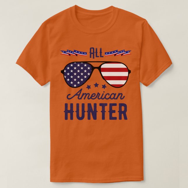 All American Hunter 4th Of July Sunglasses T-Shirt (Design Front)