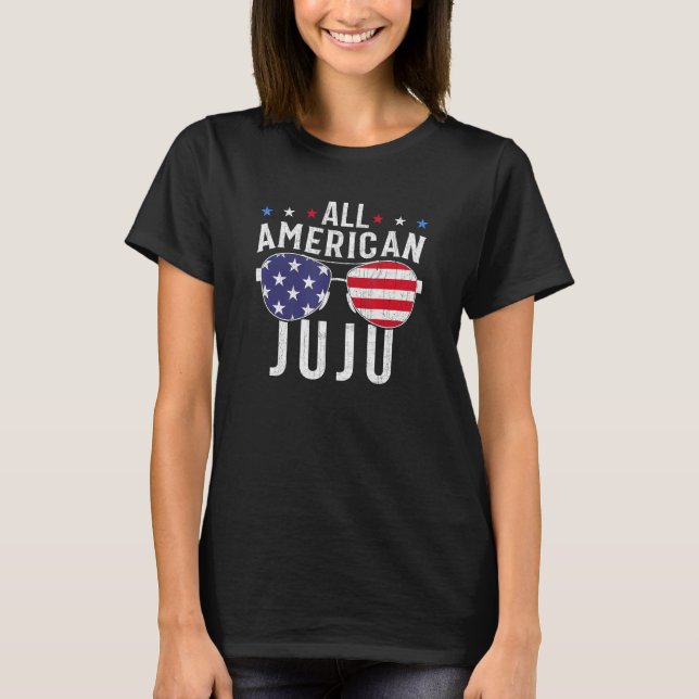 All American Juju USA Flag Sunglasses 4th Of July  T-Shirt (Front)