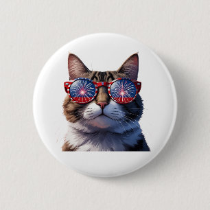 All American Kitty – Patriotic Cat Button