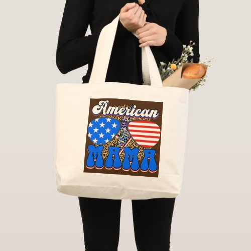 all american mama 4th of july family outs large tote bag
