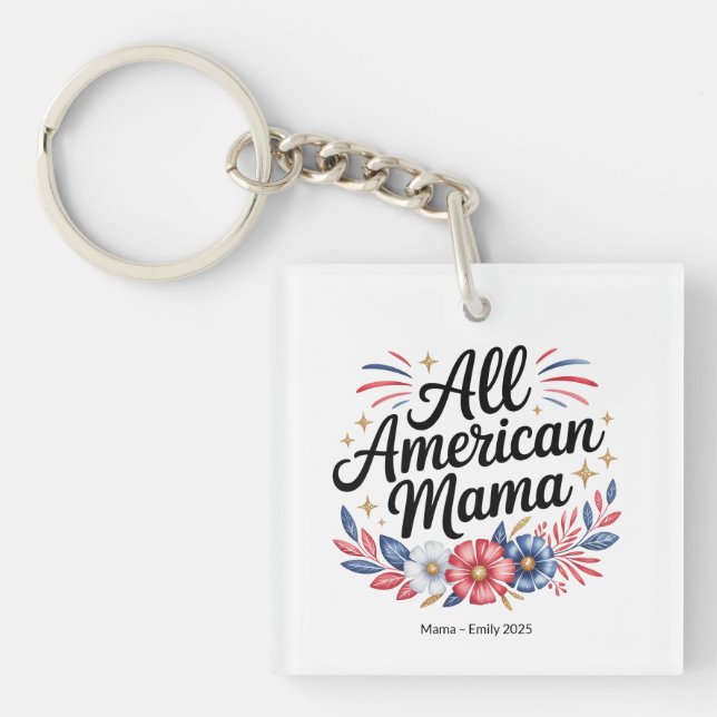 All American Mama Acrylic Keychain 4th of July Gif (Front)