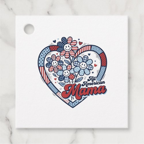 All American Mama Patriotic Flower Shirt Design_1 Favor Tags