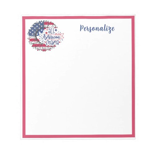 All American Mama US Flag Personalized Notepad