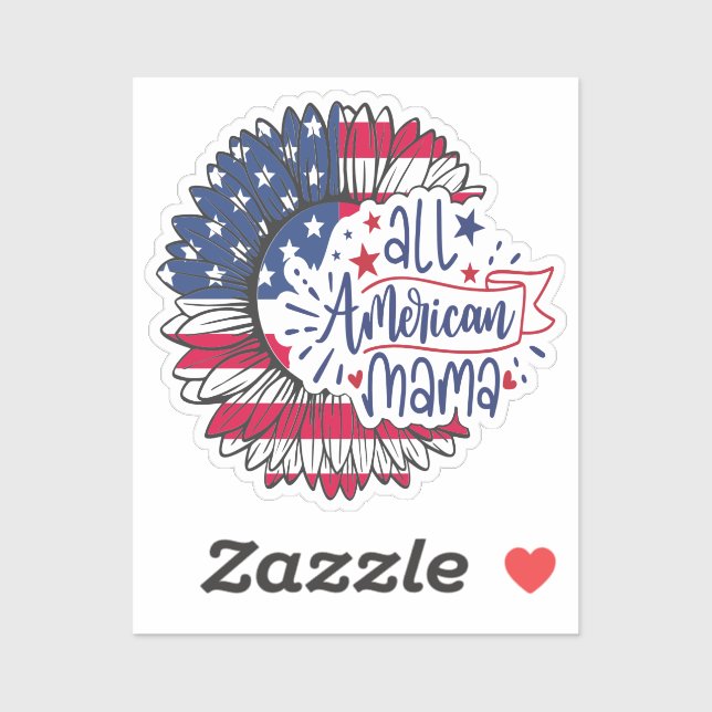 All American Mama USA Flag Red White Blue Patriot  Sticker (Sheet)