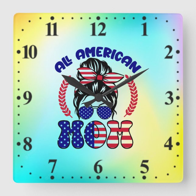 All American Mom-32169 Square Wall Clock (Front)