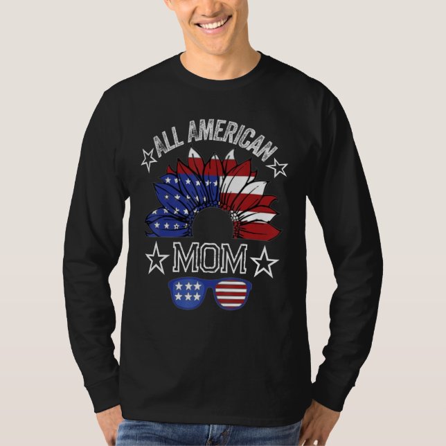All American Mom 4th Of July Shirt Women Sunflower (Front)
