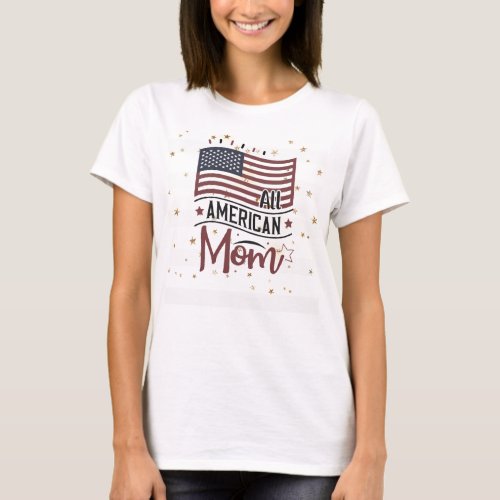 All American Mom American Flag Gold Stars T_Shirt