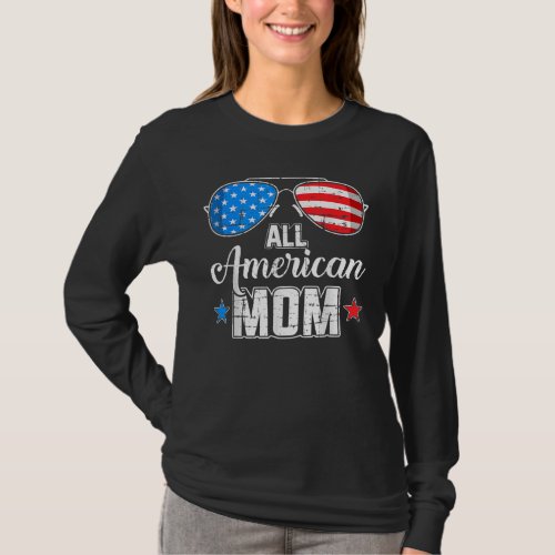 All American Mom Sunglasses 4th Of July USA Flag T_Shirt