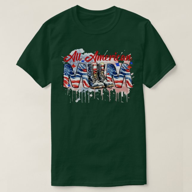 All american MOM US flag sunglasses for matching 4 T-Shirt (Design Front)