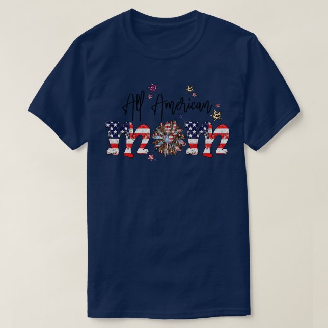 All american MOM US flag sunglasses for matching 4 T-Shirt (Design Front)
