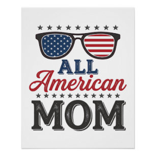 All American Mom Vintage Patriotic Shirt Design_1 Poster