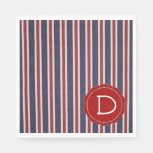 All-American Monogrammed Patriotic Striped Design Napkins