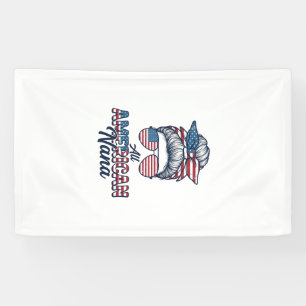 All American Nana Patriotic Messy Bun Vector Desig Banner