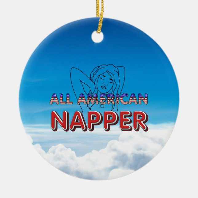 All American Napper Ceramic Ornament (Front)