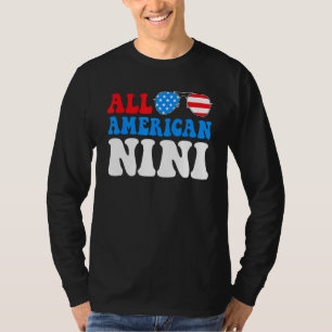 All American Nini American Flag 4th of July Patrio T-Shirt