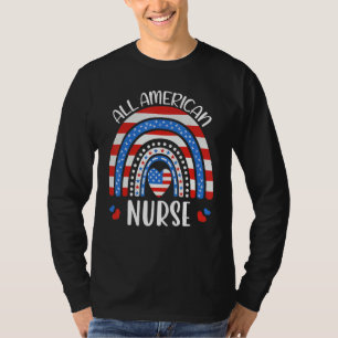 All American Nurse American Flag 4th of July Famil T-Shirt