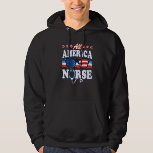 All American Nurse And Stethoscope Scrub With Glas Hoodie