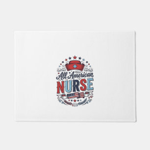 All American Nurse Vintage Patriotic Shirt Design_ Doormat