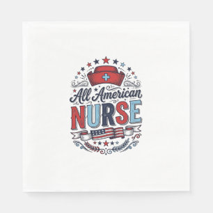 All American Nurse Vintage Patriotic Shirt Design_ Napkins