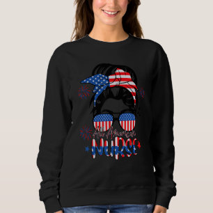 All American Nurse Women American Flag 4th of July Sweatshirt