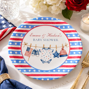 All American Patriotic 4th of July Baby Shower Paper Plates